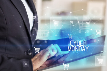 Young person makes a purchase through a tablet