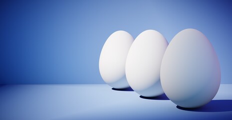 Bright blank background with egg. Easter holiday. 3d rendering