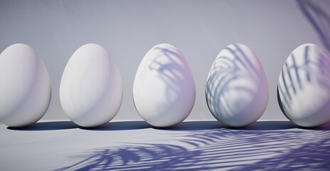 Bright blank background with egg. Easter holiday. 3d rendering
