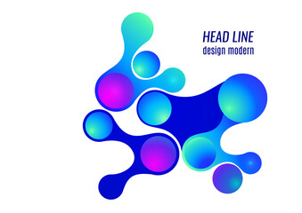 Colored gradient bubbles and rounded geometric shapes, fluid on white. Geometric minimal abstract background for wallpaper, banner, background, landing page. Vector