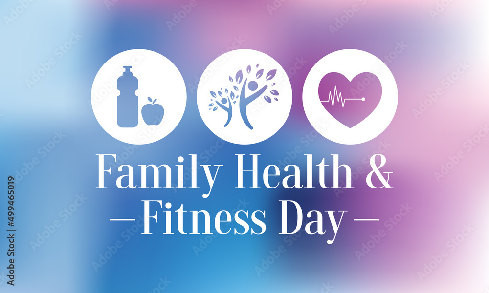 Wall mural Family health and fitness day is observed every year in June. Vector illustration