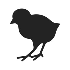 Chick silhouette Easter icon. Little chicken pictogram good for logo. Birdie realistic symbol isolated on white - 499465659