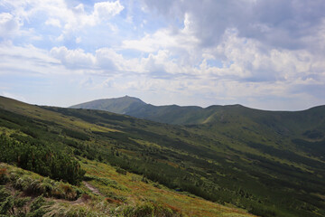 Landscape in the Carpathians in Western Ukraine, near the Dzembronya village