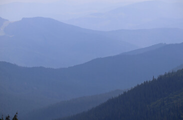 Landscape in the Carpathians in Western Ukraine, Dzembronya village