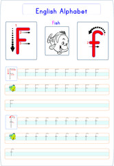 There are different worksheets where all the letters of the alphabet are given. The student will see and write how the letter is written. A visual about the letter is also presented.
