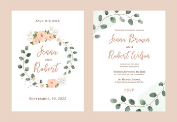 Rustic wedding invitations. Watercolor invites