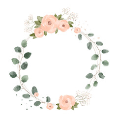 Watercolor frame with flowers and leaves