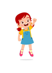 cute little kid jump and feel happy