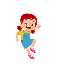 cute little kid jump and feel happy