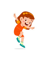 cute little kid jump and feel happy