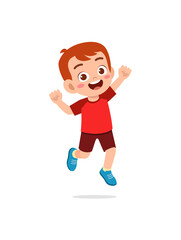 cute little kid jump and feel happy