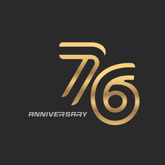 76 years anniversary celebration logotype with elegant modern number - obrazy, fototapety, plakaty