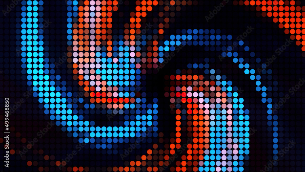 Poster pixelated abstract colorful tornado, seamless loop. motion. retro background with spinning colorful 