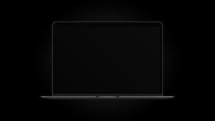 Black Air Laptop Mockup. Dark Version. Front View. Vector illustration