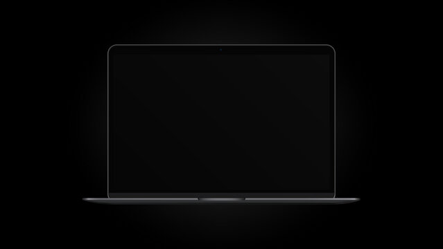 Black Air Laptop Mockup. Dark Version. Front View. Vector illustration