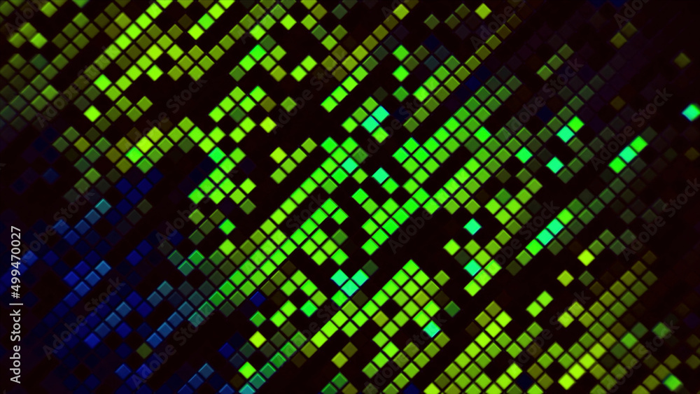 Poster animation background with the motion of glowing mosaic tiles, seamless loop. design. blinking square