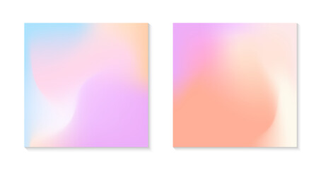 Fototapeta premium Vector set of mesh gradient backgrounds in soft pastel colors.Copy space for text.Abstract fluid illustrations in y2k aesthetic.Modern templates for banners,branding design,social media,covers.