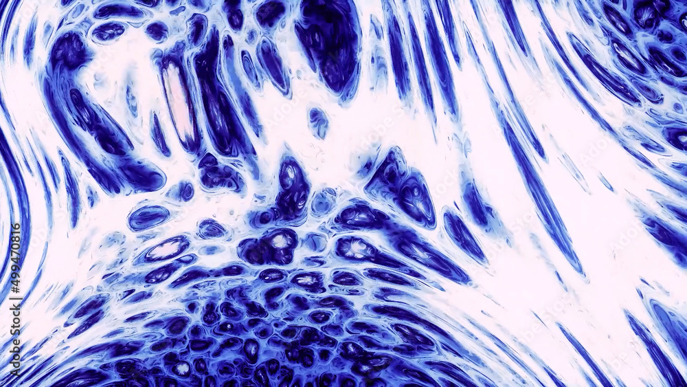 Poster abstract water paint diffusion with liquid soap, seamless loop. motion. a chemical reaction with ink