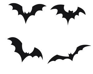 bat vector icon set in flight with black color, silhouette of a bat, vector illustration, suitable for design variations - obrazy, fototapety, plakaty
