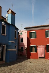 Fototapeta na wymiar Italy, Veneto, Venezia: Foreshortening of Burano Island.