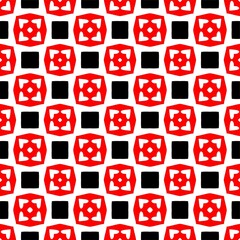 Black and Red ethnic geometric lines and rhombuses seamless pattern. Monochrome abstract geometry continuous print.Modern stylish pattern. Composition from regularly repeating geometrical element.