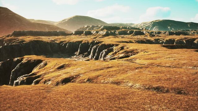 Mountain scenery with dry grass in Afghanistan