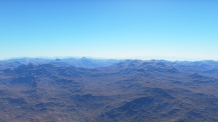 Exoplanet fantastic landscape. Beautiful views of the mountains and sky with unexplored planets