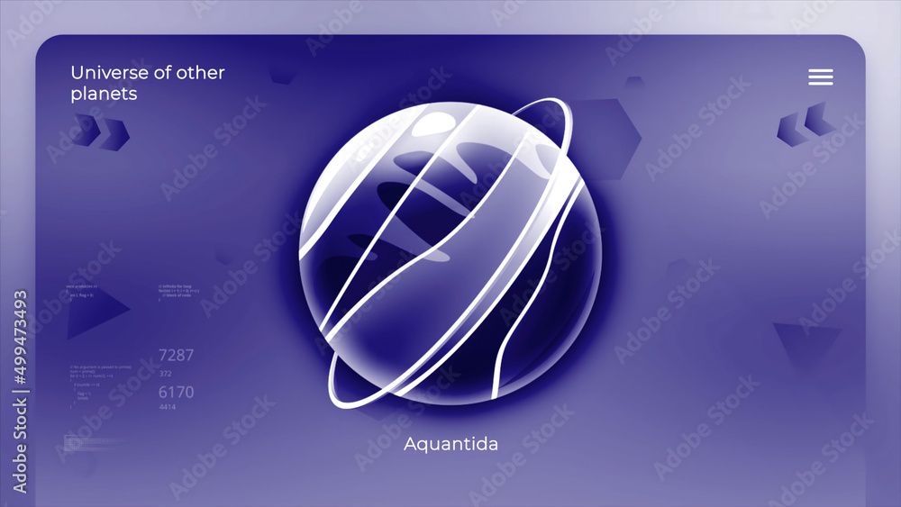 Poster abstract colorful credit card design with an unknown planet. motion. cosmic background with round sh