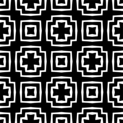 Fototapeta premium Subtle white and Black background. Simple geometric ornament. Delicate graphic texture Seamless Repeat.Seamless pattern. Traditional Arabic design.Simple lattice graphic design.Repeating geometric.