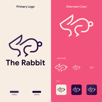 elegant bunny rabbit logo concept template