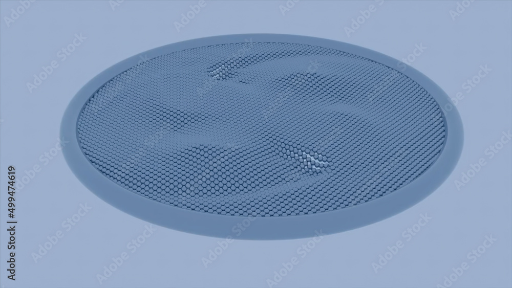 Aufkleber abstract circle shaped figure with unknown substance inside. design. spinning surface small squares 