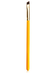 Professional makeup concealer powder blush eye shadow eyebrow brushes with yellow handles isolated on white background