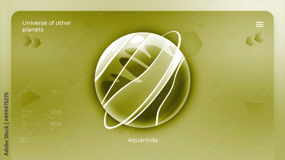 Poster abstract colorful credit card design with an unknown planet. motion. cosmic background with round sh
