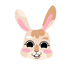 Portrait of smile Rabbit. Happy bunny head vector Illustration isolated on white background