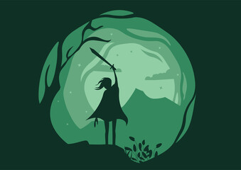 sword superhero silhouette illustration