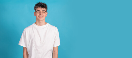 young man isolated on color background