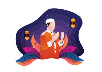 muslims pray illustration ornament