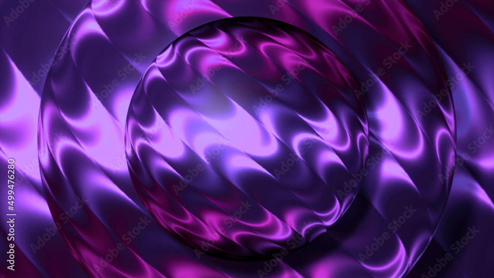 Poster animation with moving water highlights on circles. motion. dark colored circles with moving wavy hig