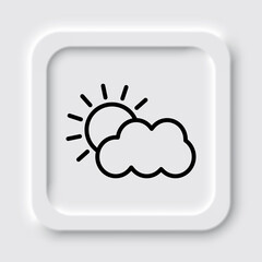 Cloud sun simple icon. Flat design. Neumorphism design.ai