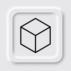 Cube simple icon. Flat design. Neumorphism design.ai