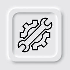 Gear wrench simple icon. Flat design. Neumorphism design.ai