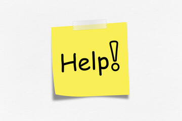 Help concept, yellow sticky note with a help message