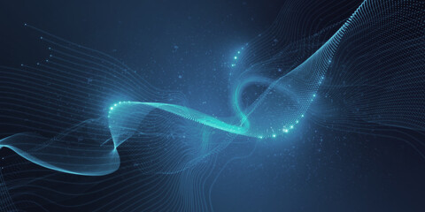 Creative dynamic blue neuron plasma energy laser. Futuristic virtual technology wallpaper, digitally generated image. 3D Rendering.