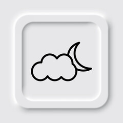 Moon cloud simple icon. Flat design. Neumorphism design.ai