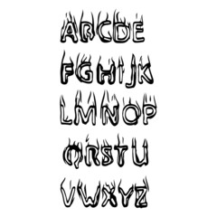Black Origami Alphabet From A To Z Illustration Set.Alphabet classic style Black color font set.Hand Drawn Arabic Figures From A To Z.Arabic Alphabet. Set of decorative Alphabet, children's.