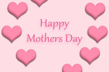 Día de la madre con corazones y fondos rosas.
