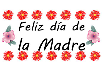 Obraz premium Día de la madre con flores rojas en fondo blanco.