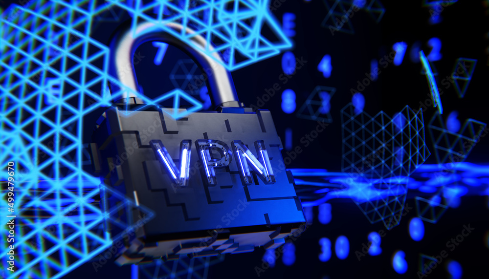 Aufkleber the concept of data protection technology using vpn. 3d render.