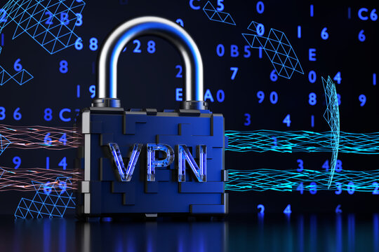 vpn technology concept. The concept of data protection technology using vpn. 3d render.