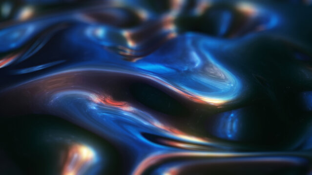 Liquid Space Blue Metal Looped Abstract Animation 3d render